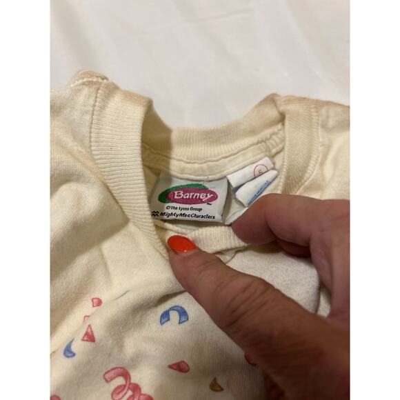 Vtg 1990s Barney Shirt Kids Purple Dinosaur Lyons Group Sz 5 10 Year Anniversary - Picture 7 of 10